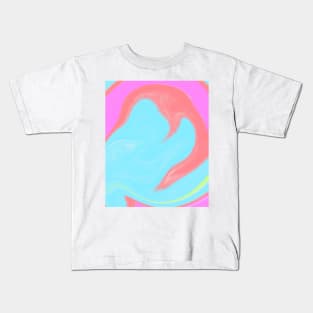 Pink blue green watercolor fluid paint art Kids T-Shirt